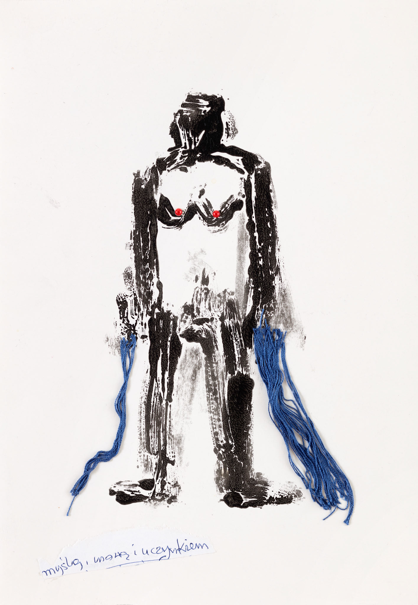 MYŚLĄ, MOWĄ I UCZYNKIEM 50x40 sitodruk, kolaż na papierze 1993-2025