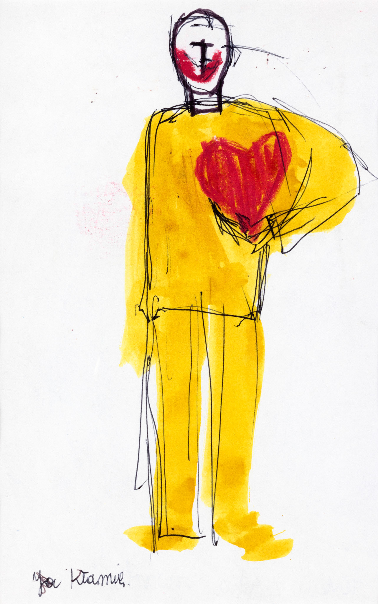 JA KŁAMIĘ 21x13,5 pastela olejna, kolaż na papierze 1995