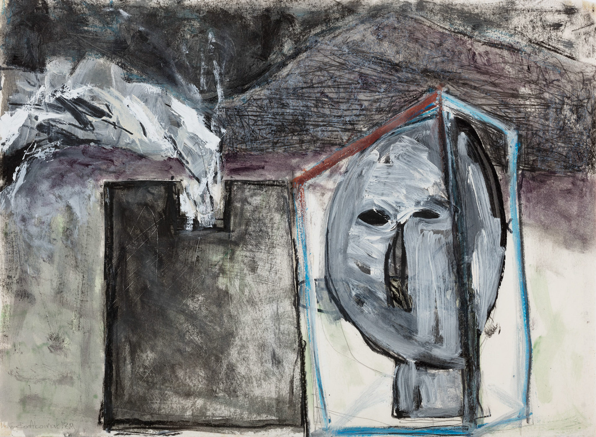 KLATKA UMYSŁU 30x40 malarstwo i rysunek na papierze 1989