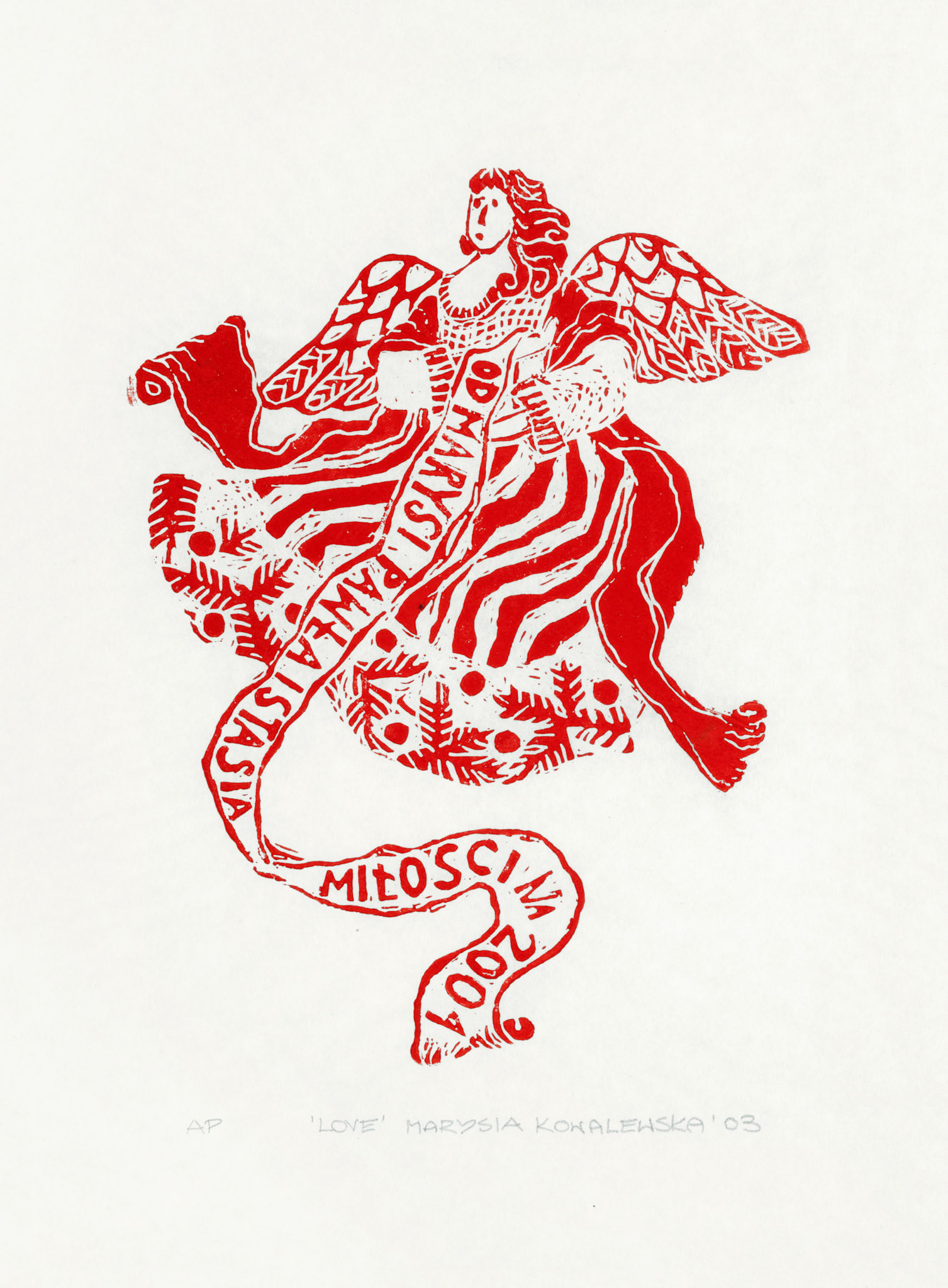 MIOŚĆ 32x25 linoryt na papierze chińskim 2003