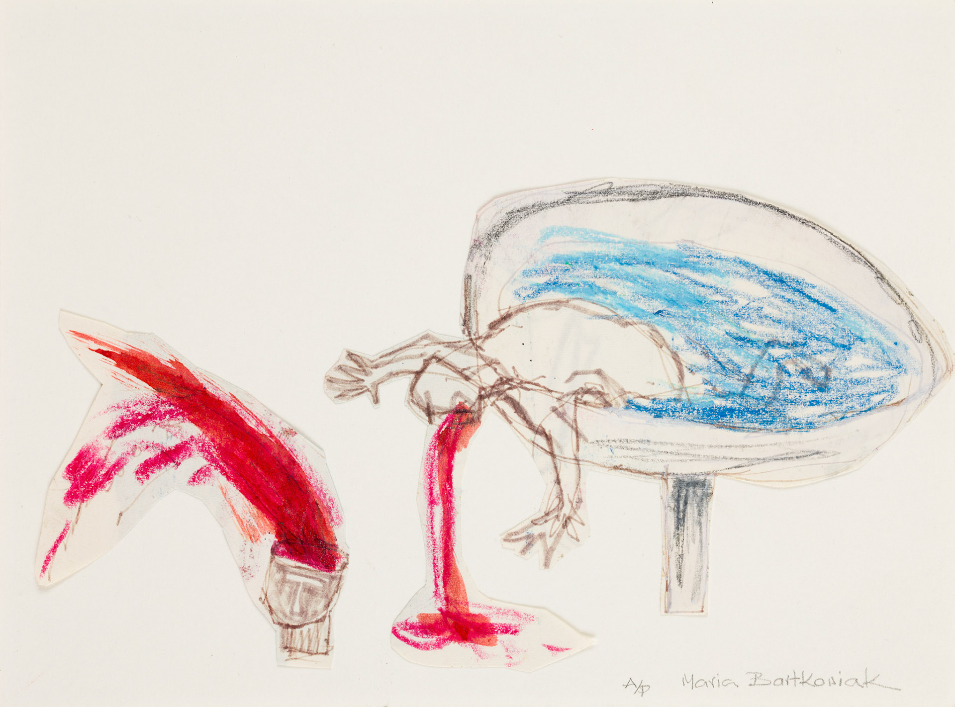 DWIE SAMOTNOŚCI 14,5x19,5 pastela olejna, kolaż na papierze 1990