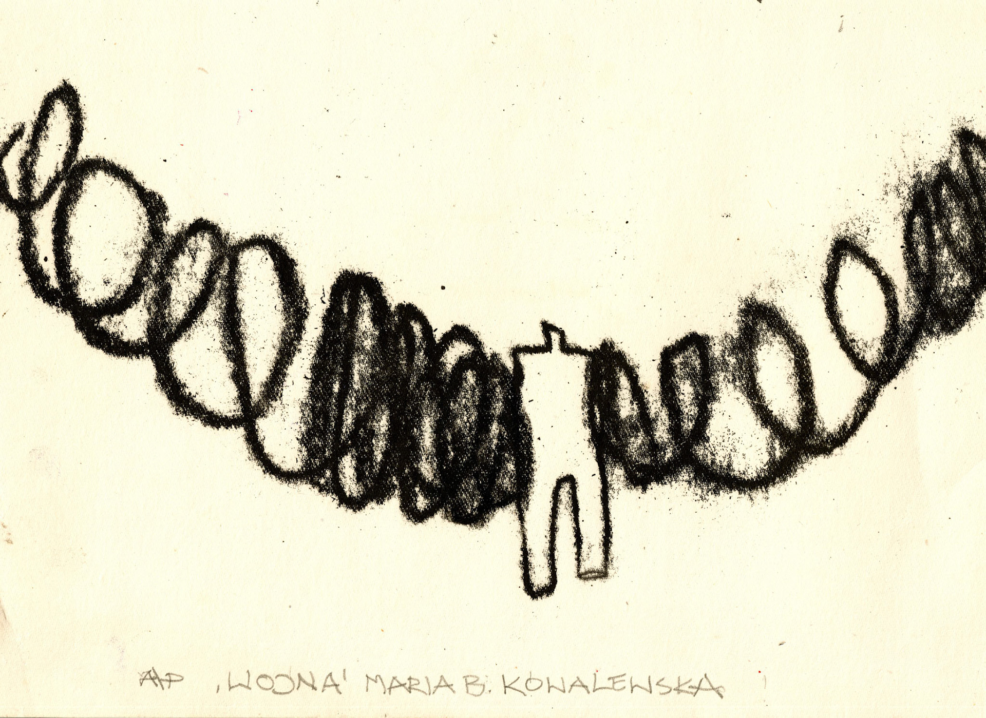 WOJNA 23x32 monotypia na papierze 1993