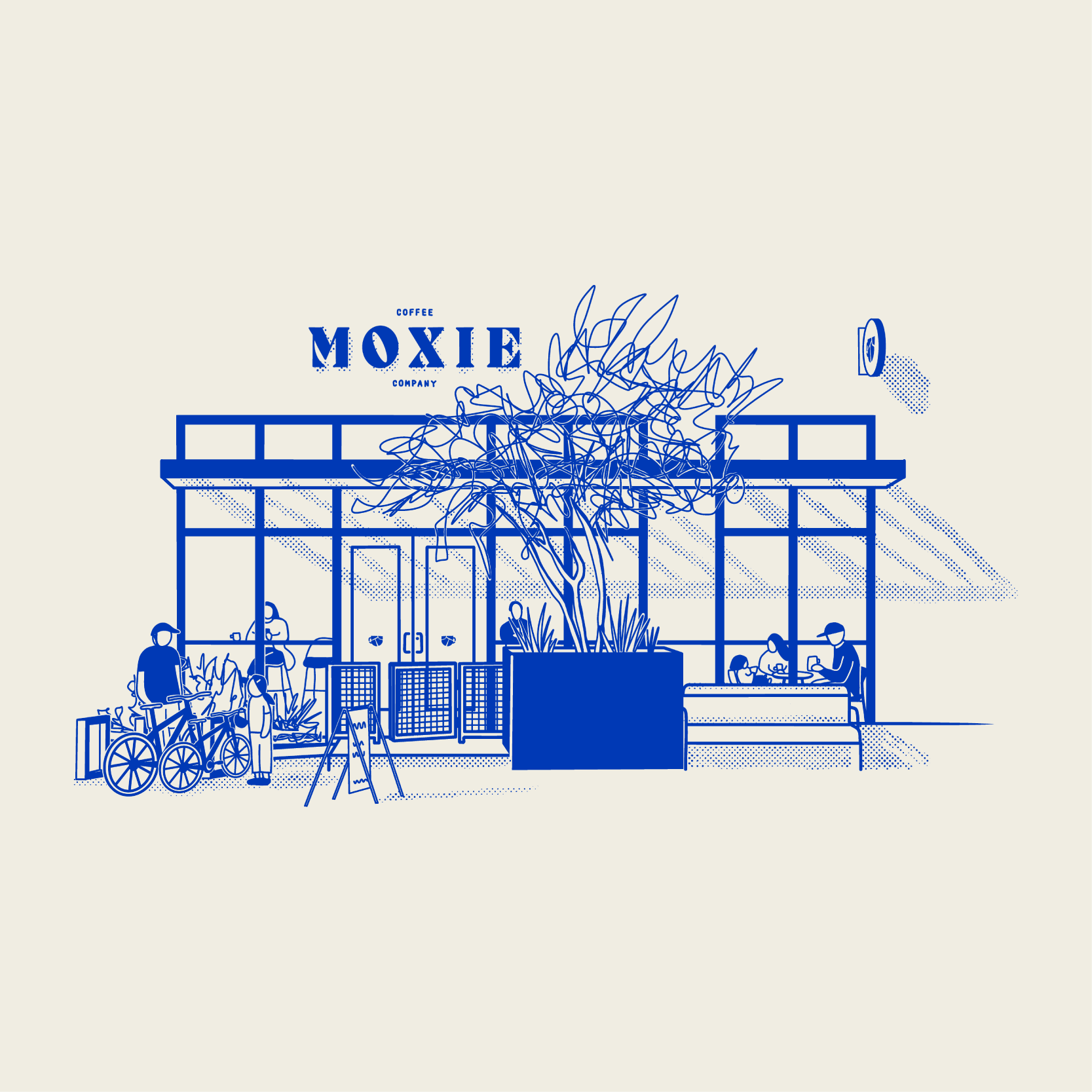 Illustration for Moxie Coffee Co anniversary merch