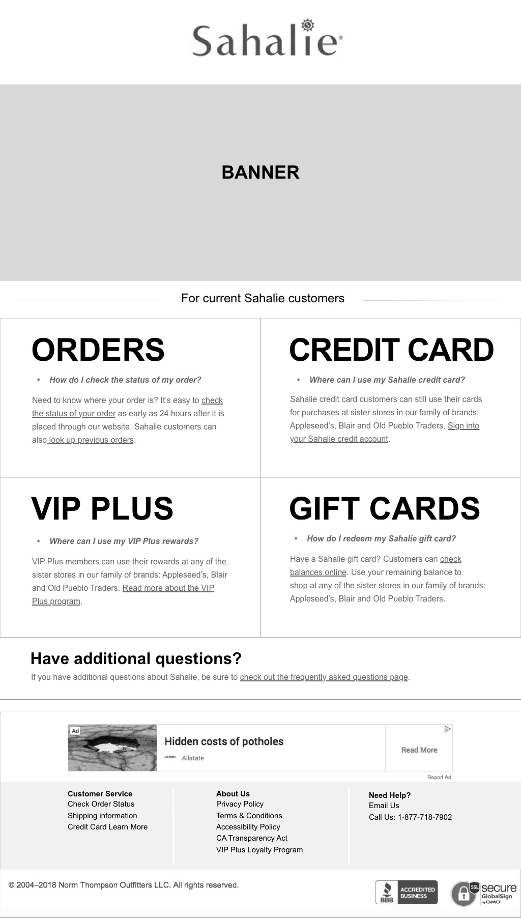 A link to the FAQ page was added in the final iteration.