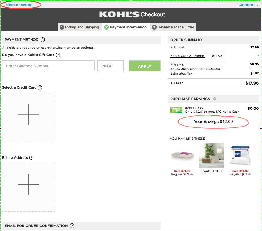 Competitive analysis: Kohl's cart