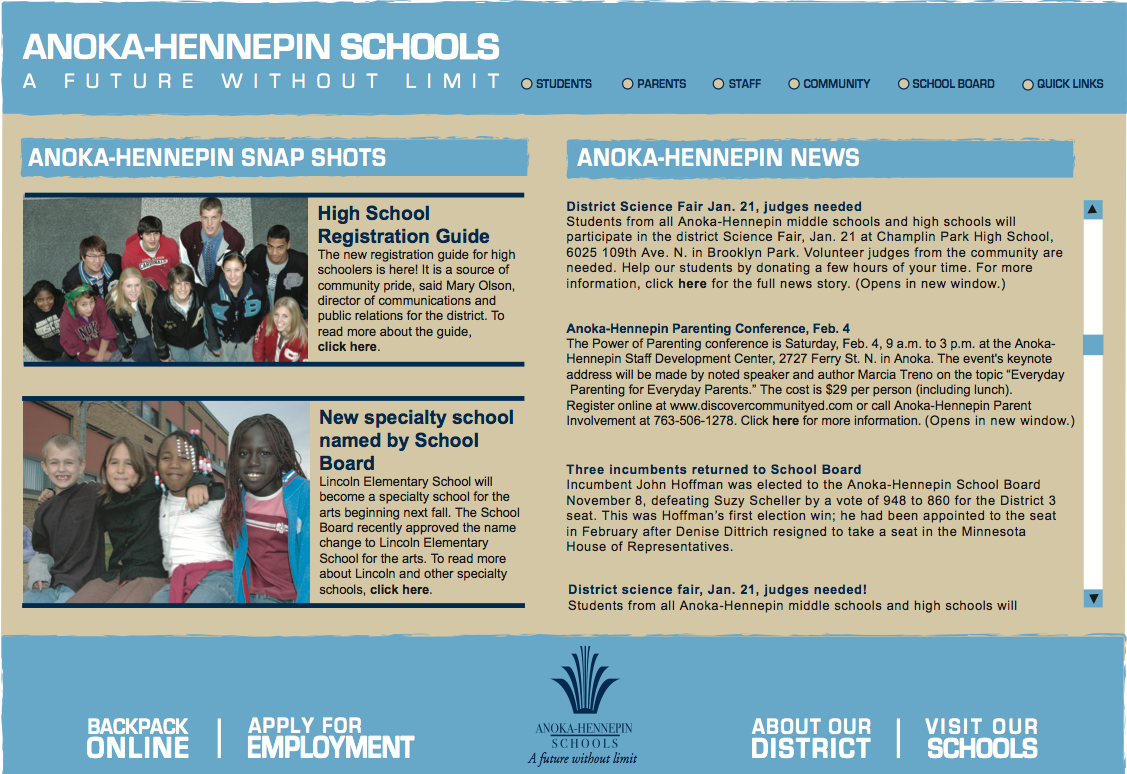 Anoka-Hennepin site mockup example