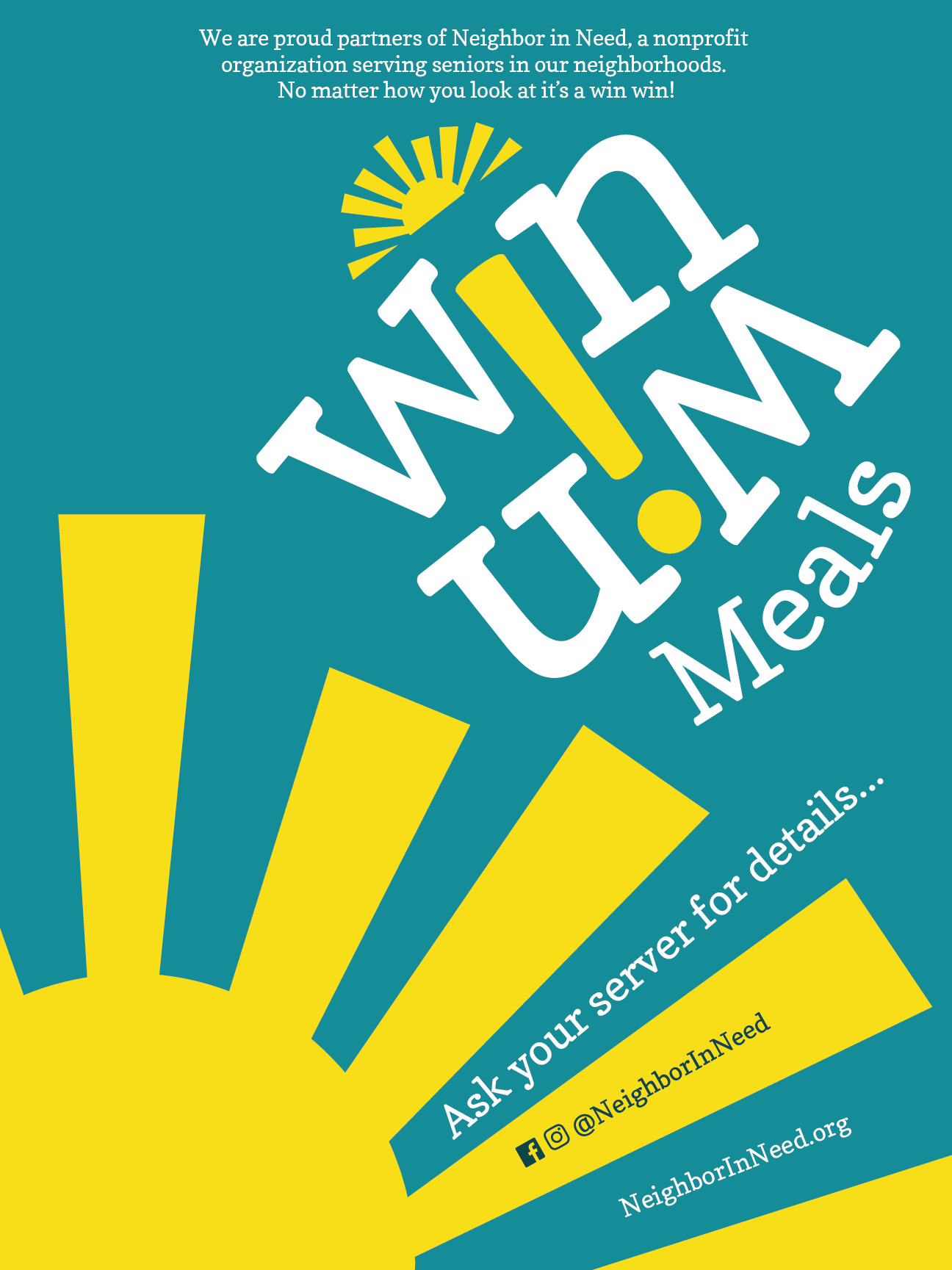 Posters for partnered restaurants.