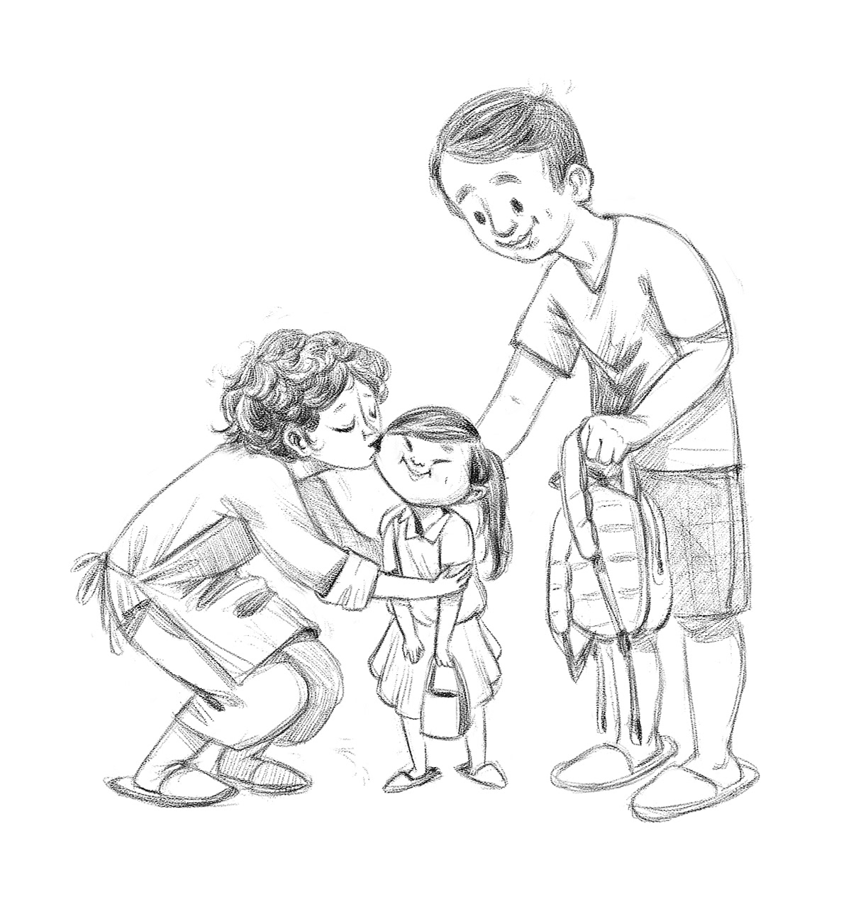 Sketch from the First Days of School illustration series