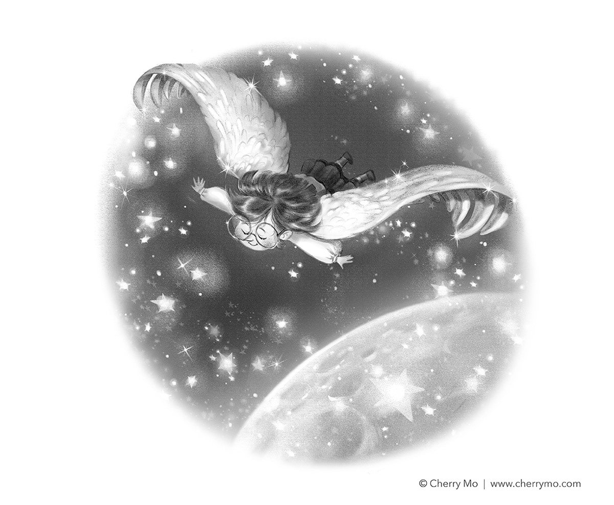 Redesign of MATILDA: Matilda "flying past the stars on silver wings".