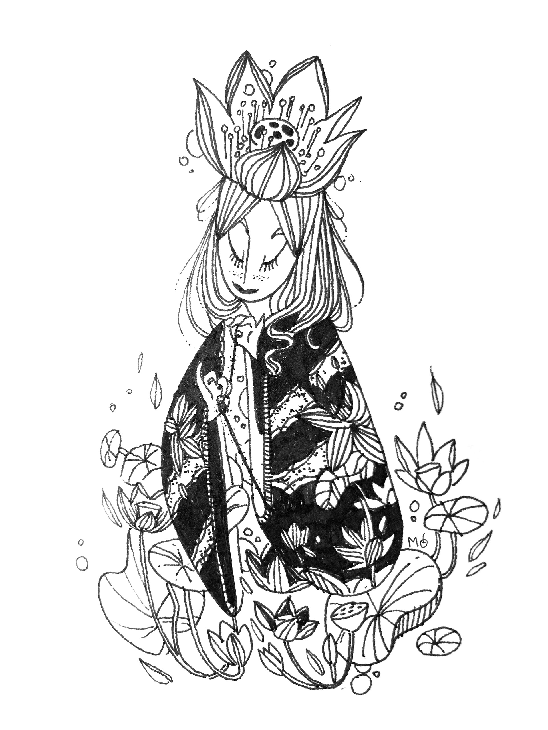 Original sketch of Lotus Immortal illustration 