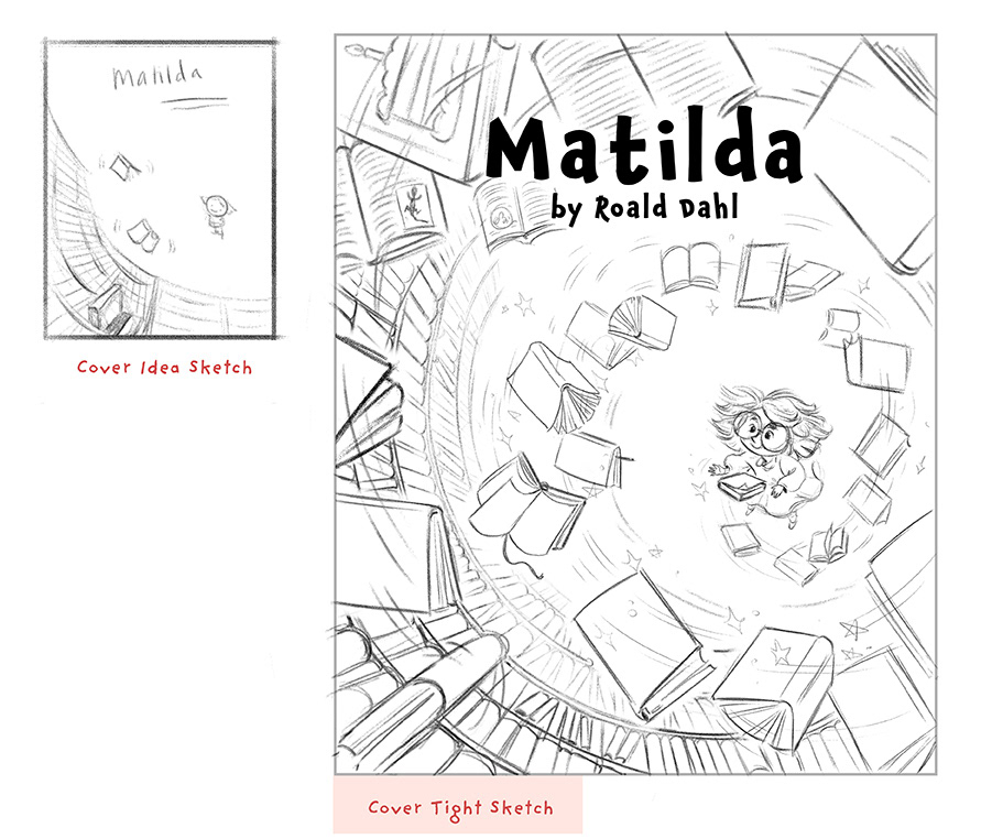 MATILDA mock cover sketches