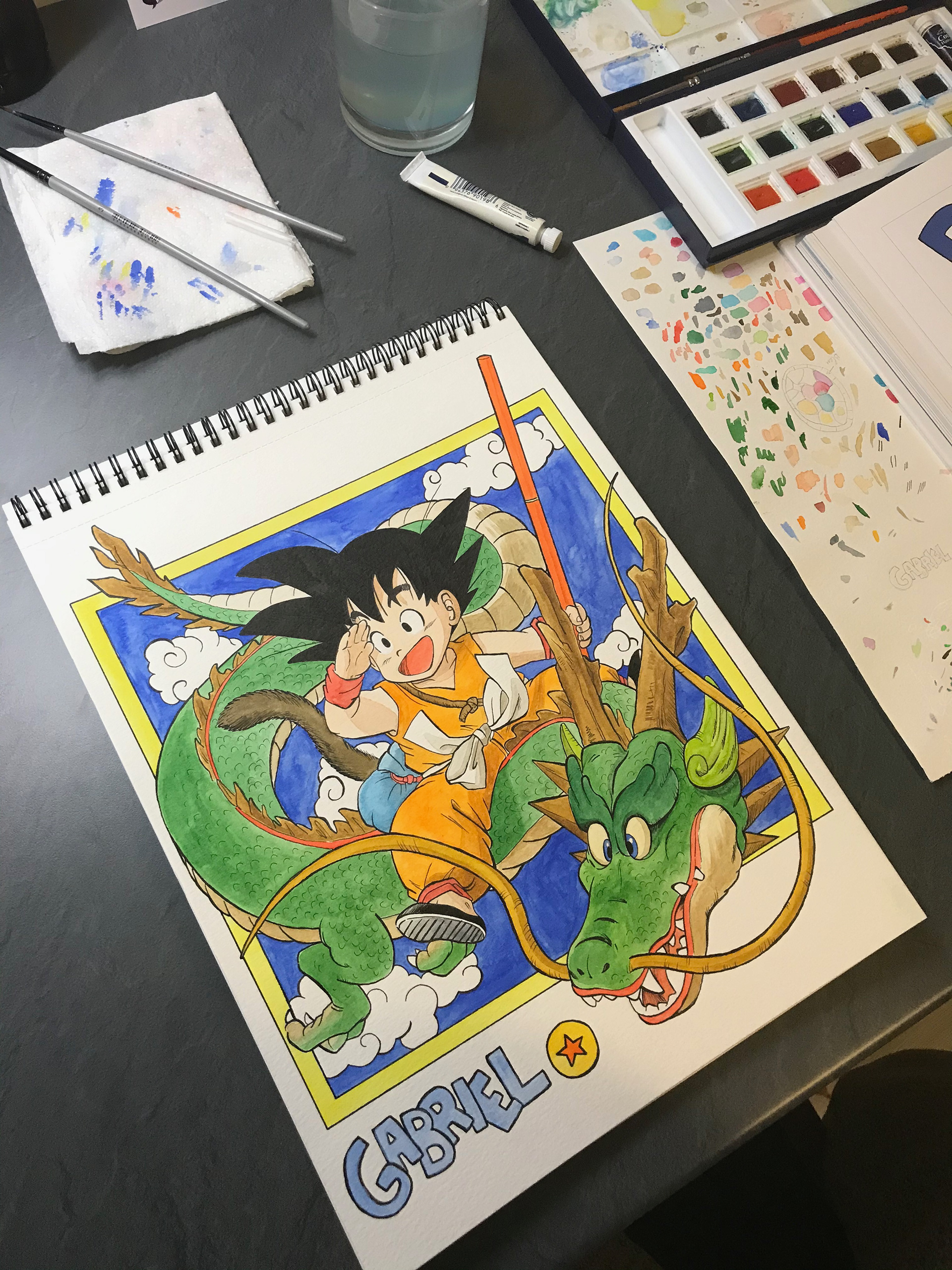 Reproduction Son Goku aquarelle