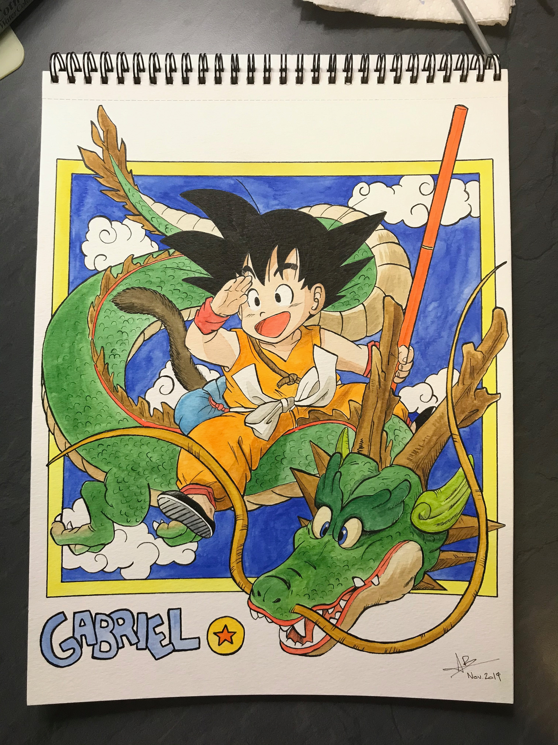 Reproduction Son Goku aquarelle final