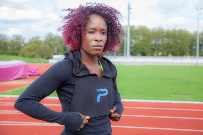 Marylin Onyoko testing the prototype