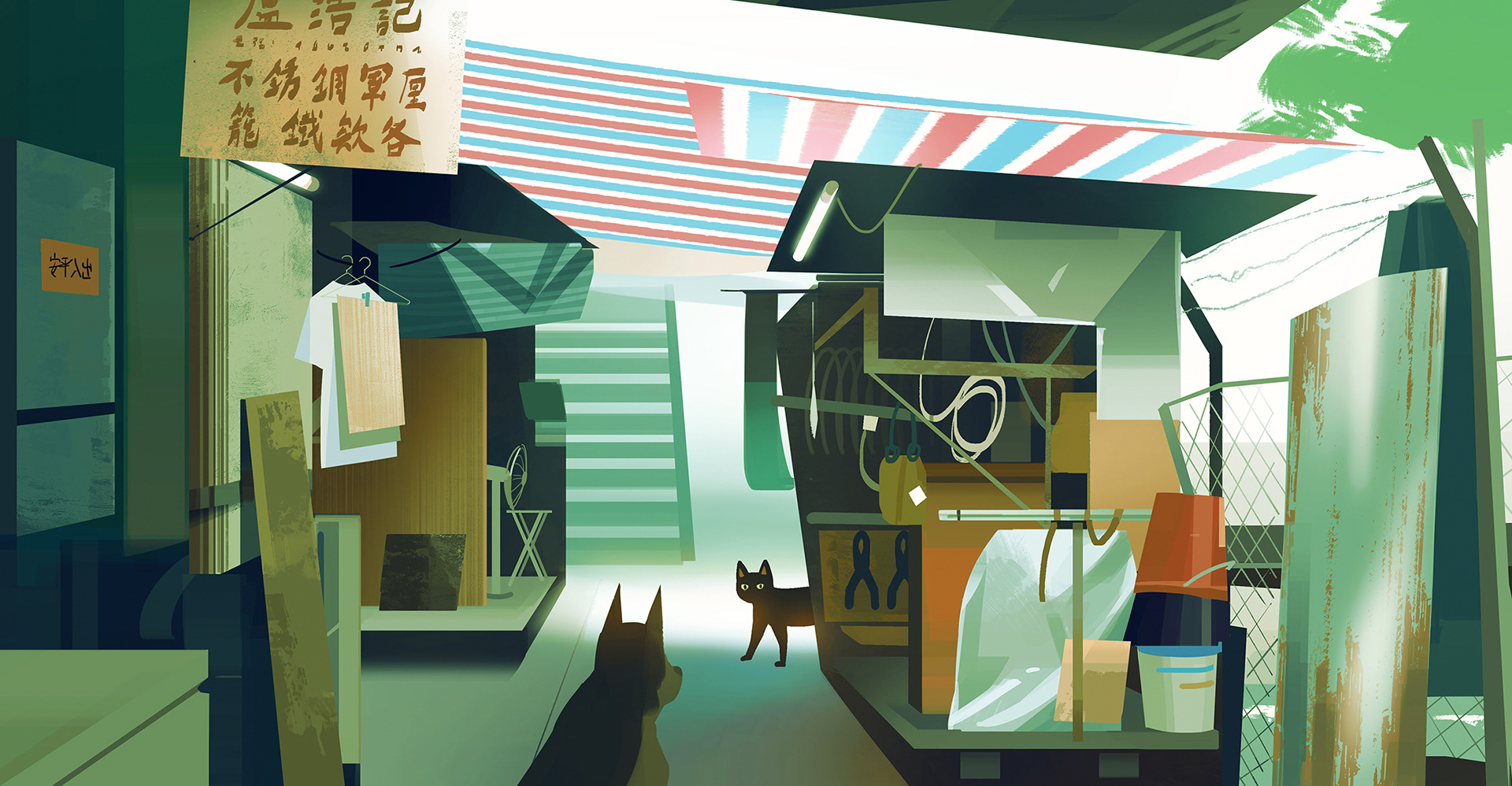 Hong Kong street view illustration