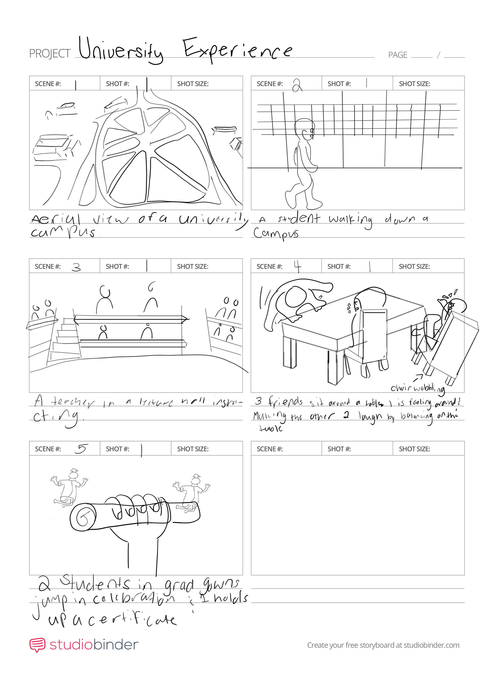 Storyboard for Reel #3