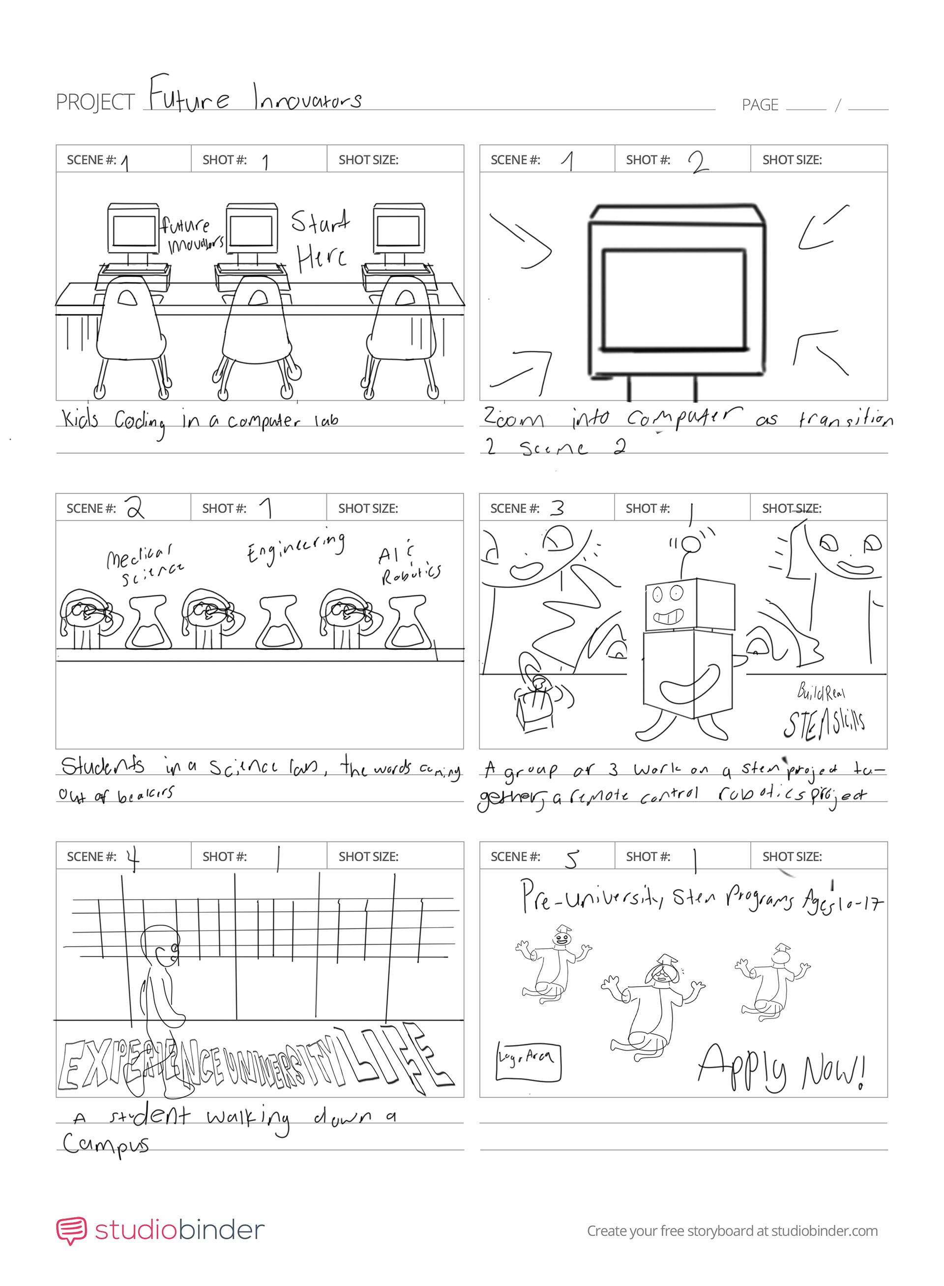 Storyboard for Reel #1