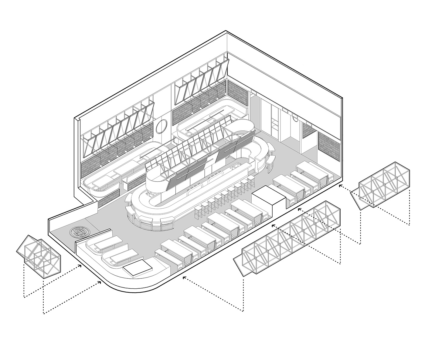 ramoprimo, great leap brewing, GLB, axon, architectural diagram, diagram, tap room, beijing, ramoprimo,