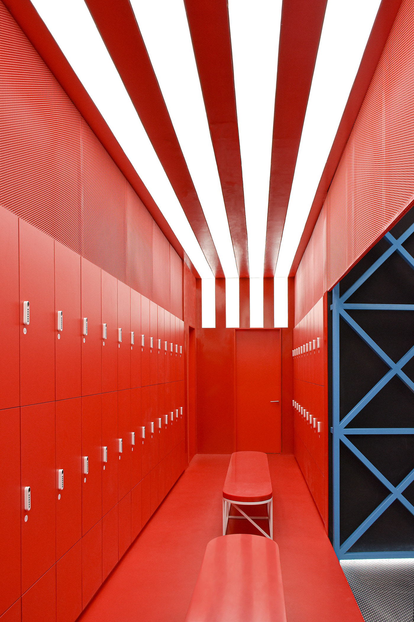 MFIT SPACE gym locker room is a full red color special box design by RAMOPRIMO