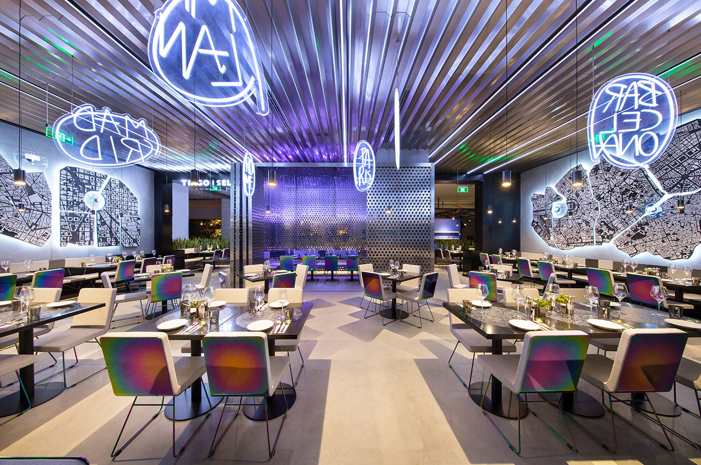 ramoprimo, interior design, straight, lighting, lines, ceiling, neon, signs, cities,
