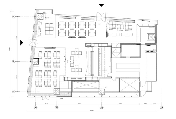 ramoprimo, drawing, interior design, project, restaurant, cornerstone,