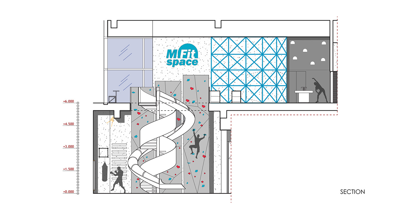 MFIT SPACE section drawing design by RAMOPRIMO