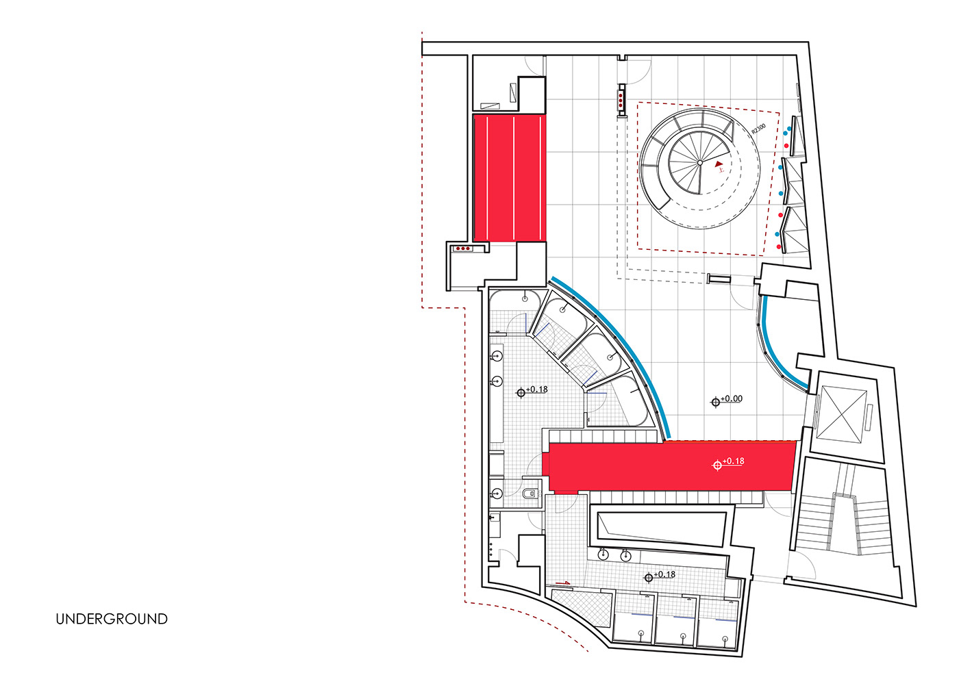 MFIT SPACE plan of the underground floor design by RAMOPRIMO