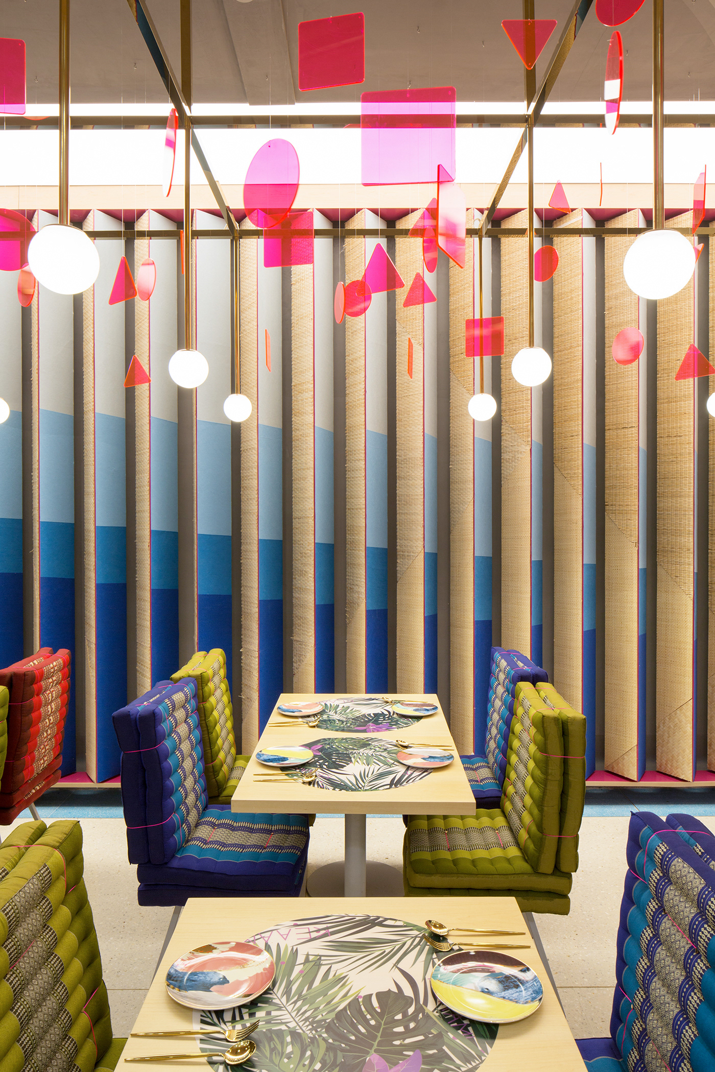 lenticular, decorations, colorful, interior design, thai restaurant,