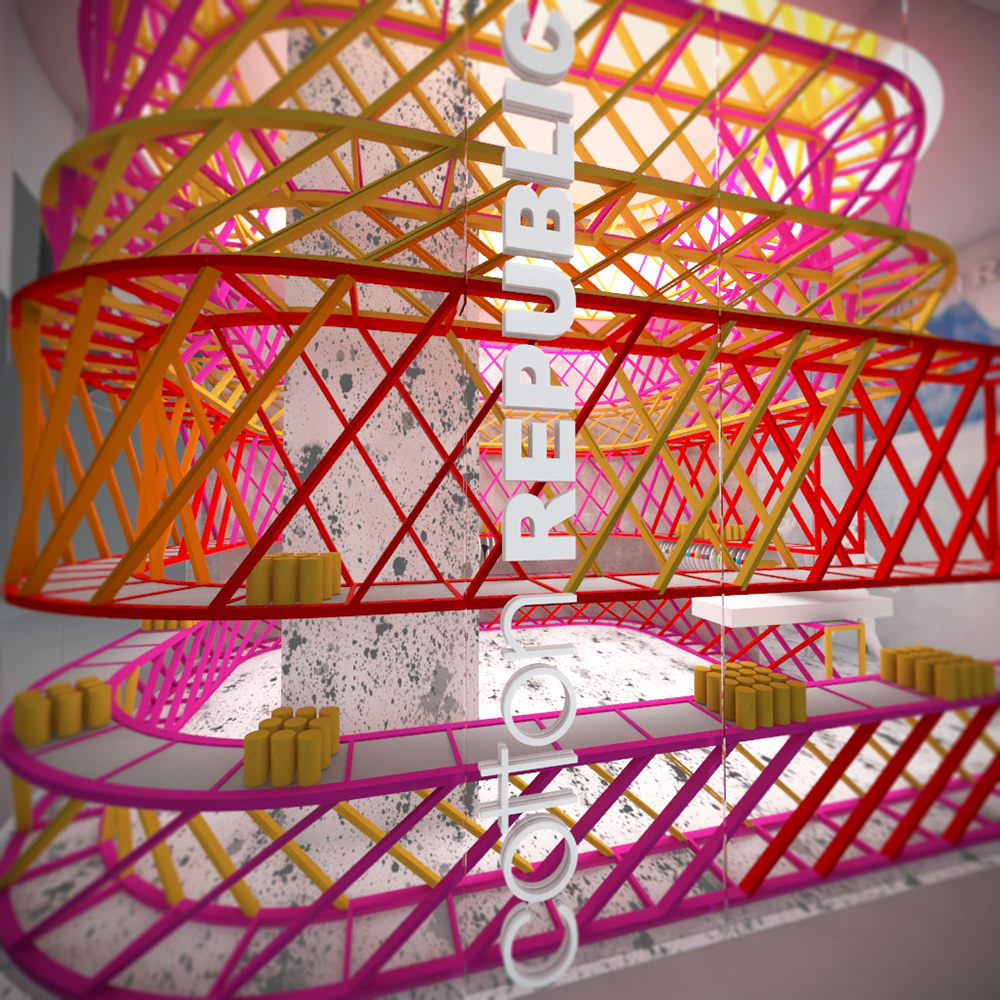 ramoprimo, interior design, shop, cotton republic, rendering picture , color,