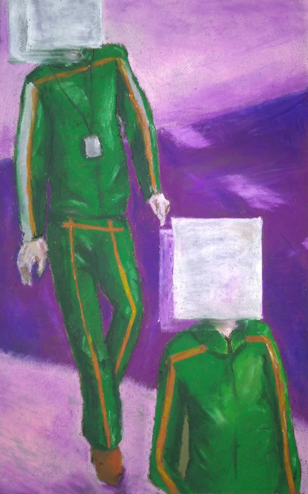 Obra inspirada em fotografia 297x42,0 cm. Técnica em pastel oleoso e carvão vegetal.
