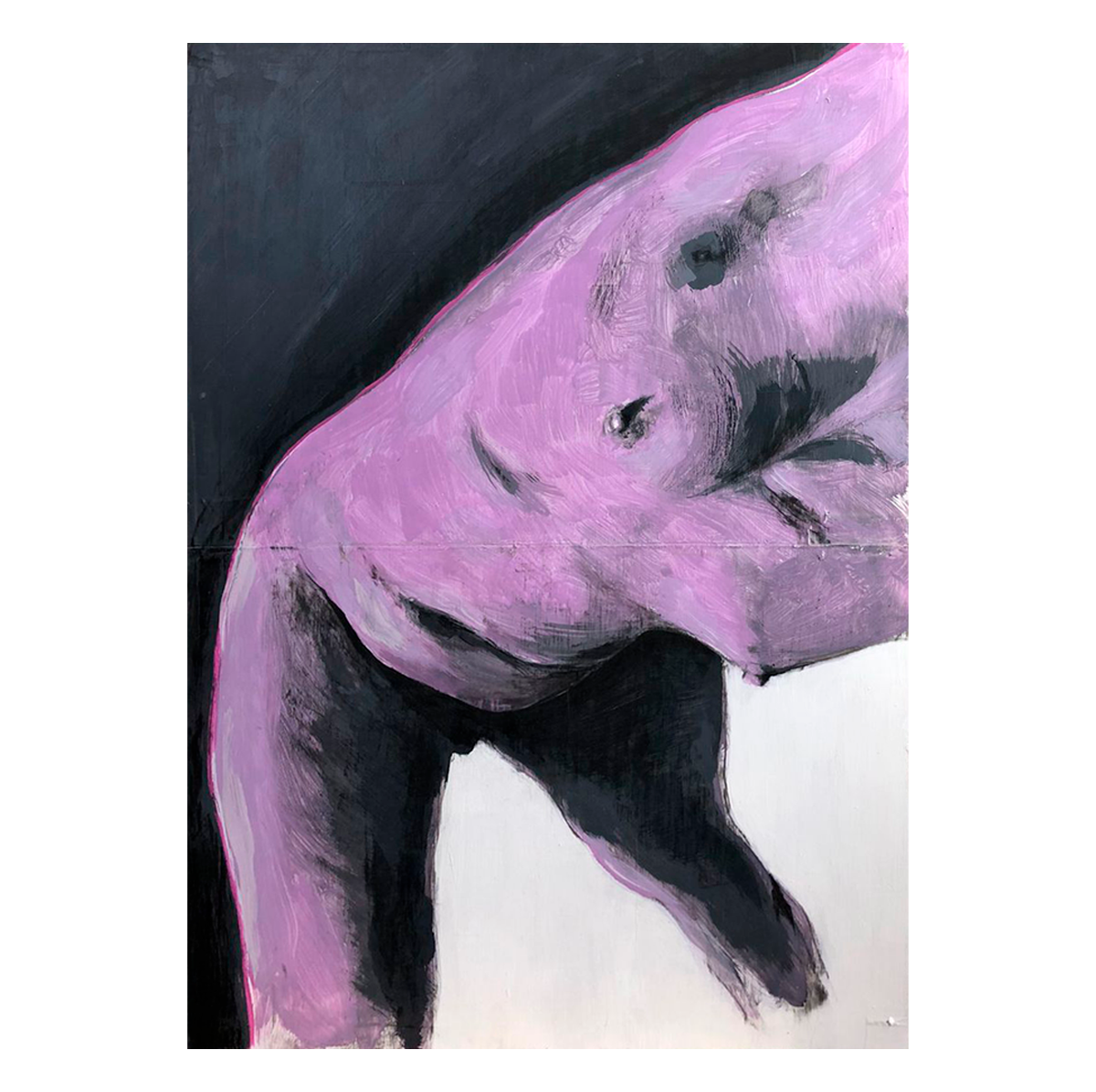 Obscuro 49x73 cm. 2023 Acrílica, gesso, carvão vegetal e  grafite sobre painel de madeira.