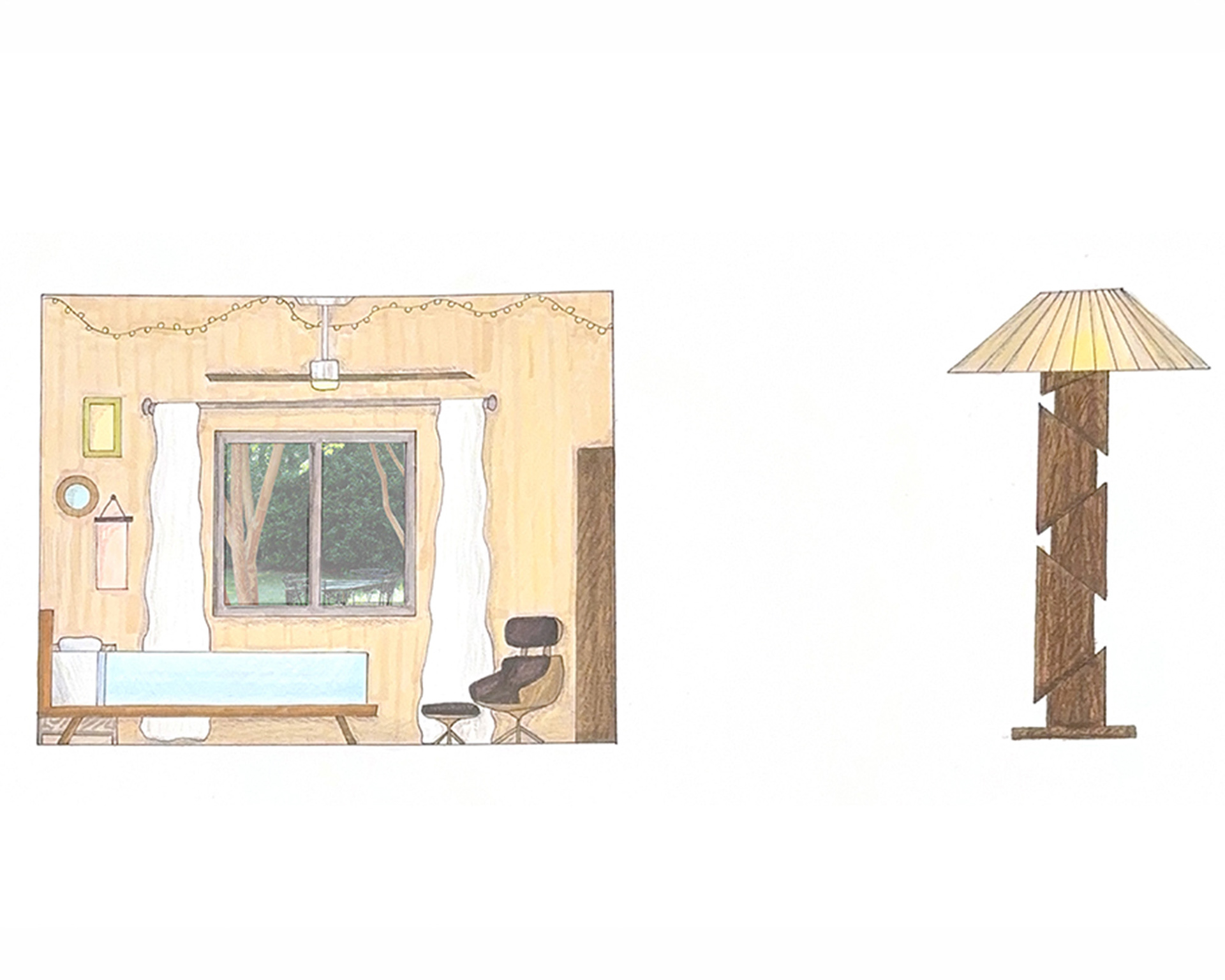 Hand-Rendered Guest Bedroom Elevation and Detail