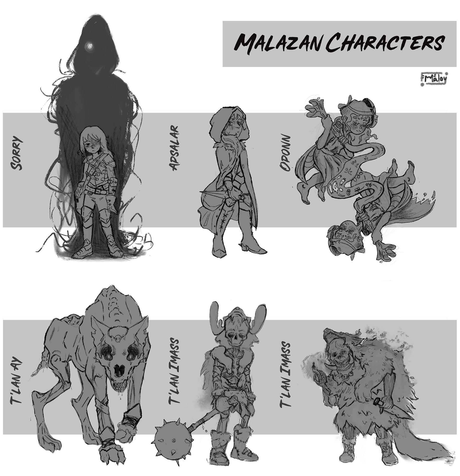 Sketches of potential characters