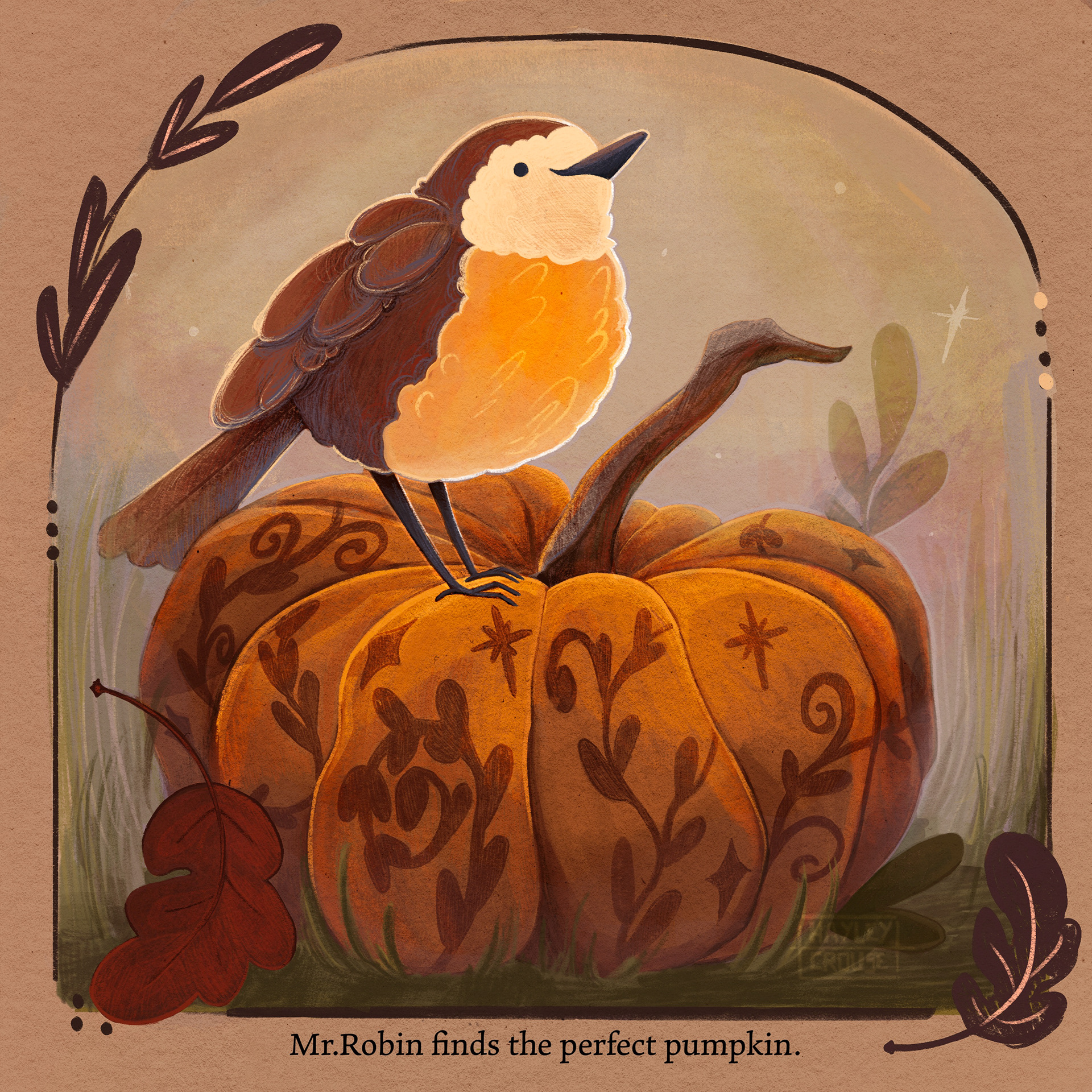 Mr.Robin and the Perfect Pumpkin (Procreate)