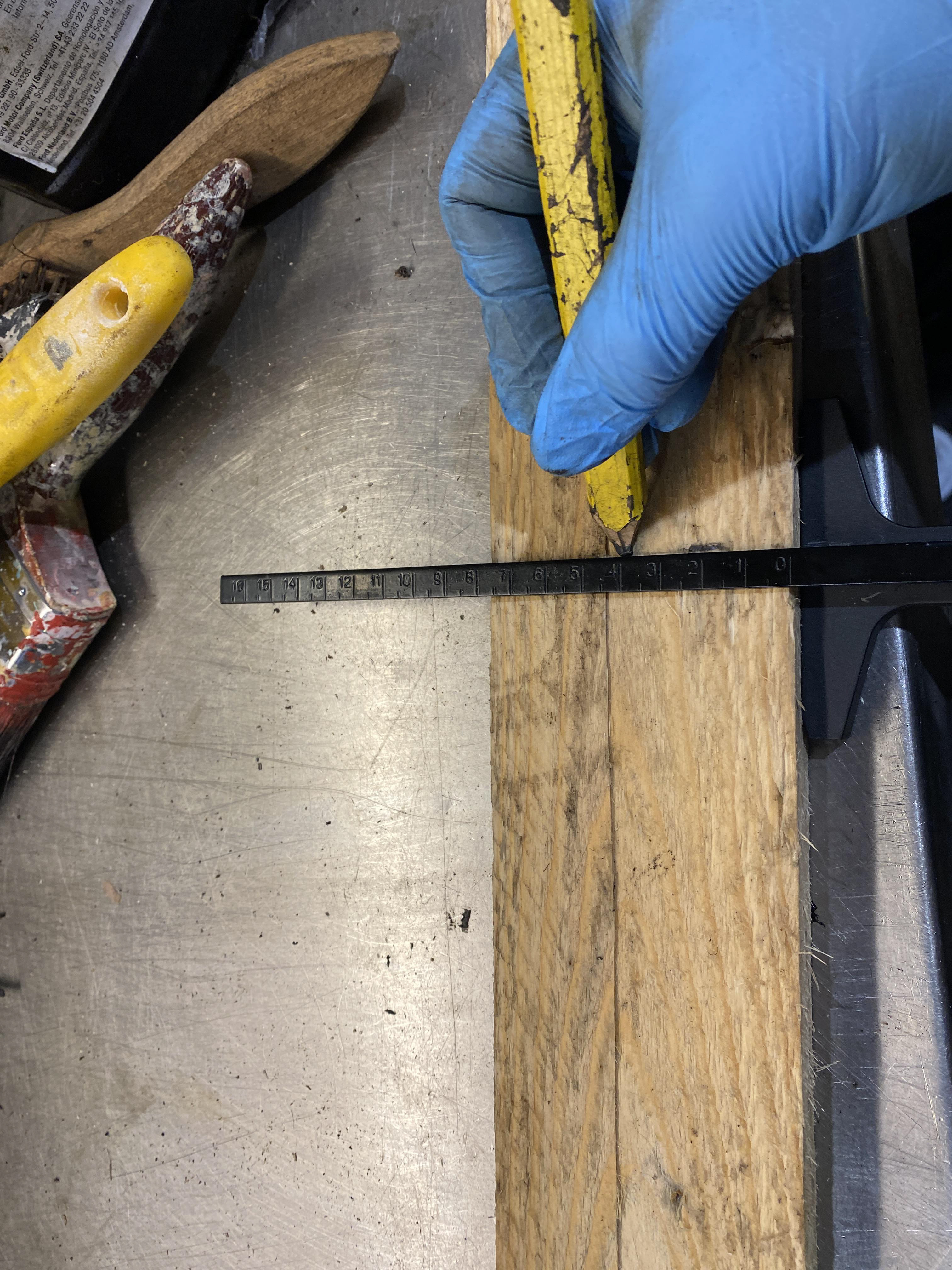 Marking line with try-square