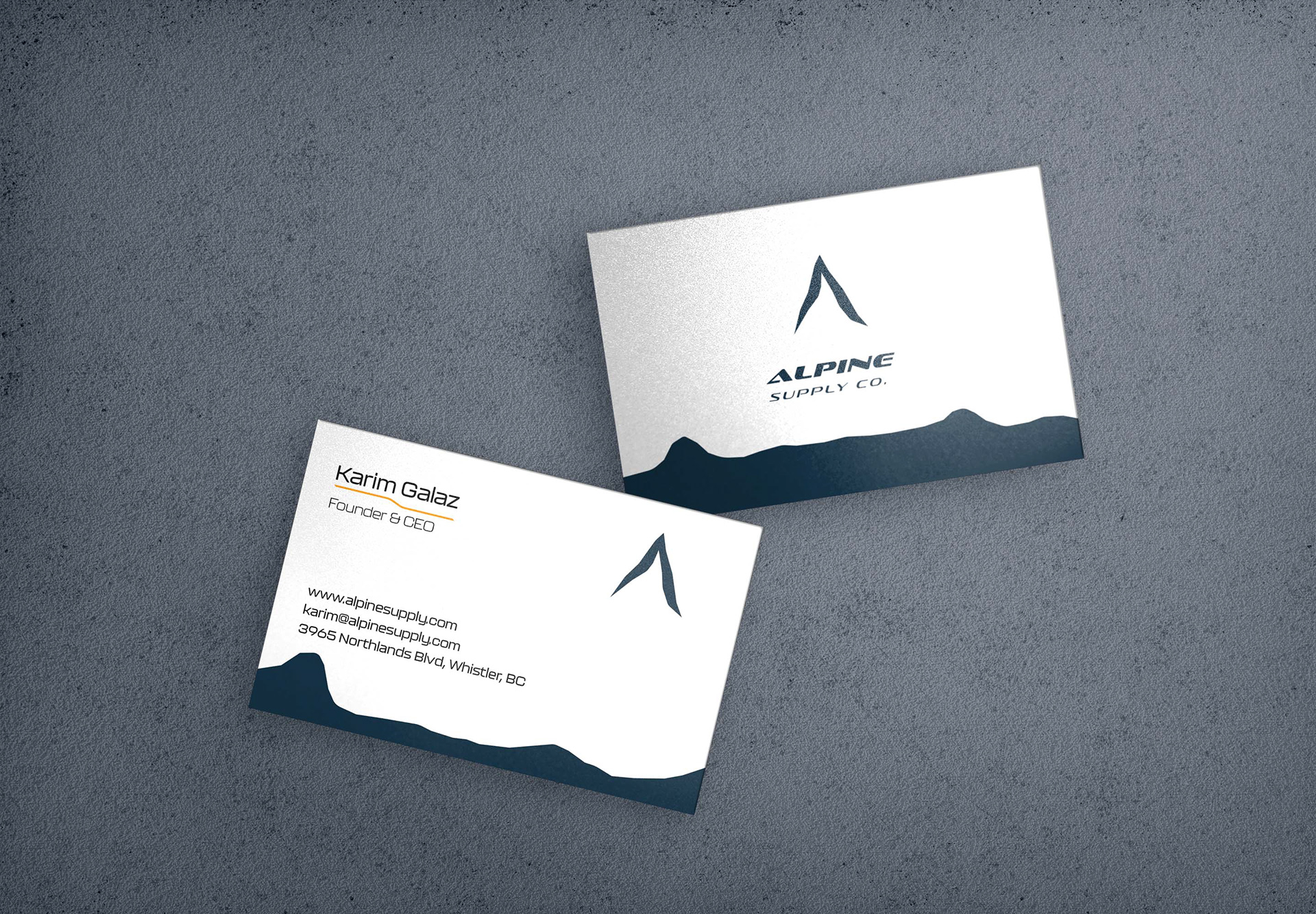 Alpine Supply Co. Business Card Mockup