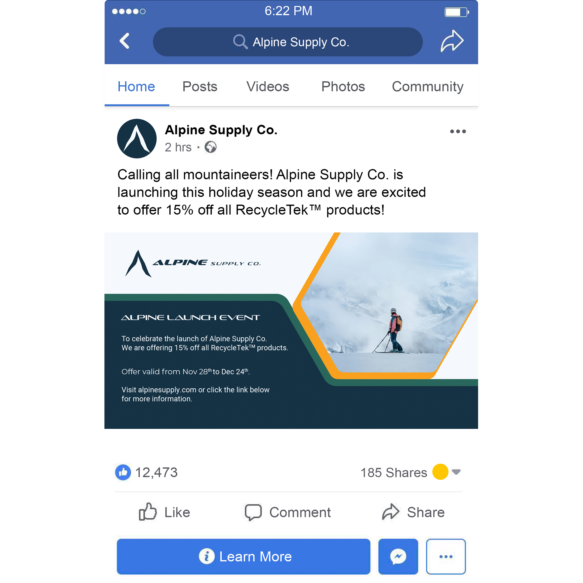 Alpine Launch Event [Facebook Post]