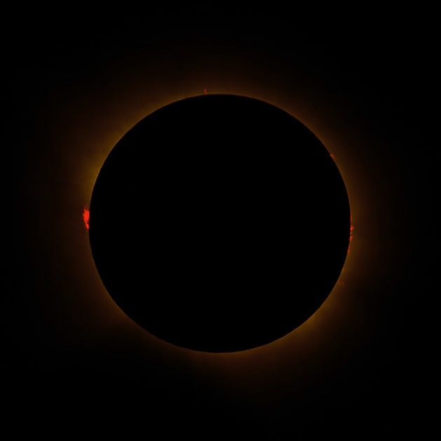 The solar prominencies at 9, 12, 15, 1530 on a clock dial.