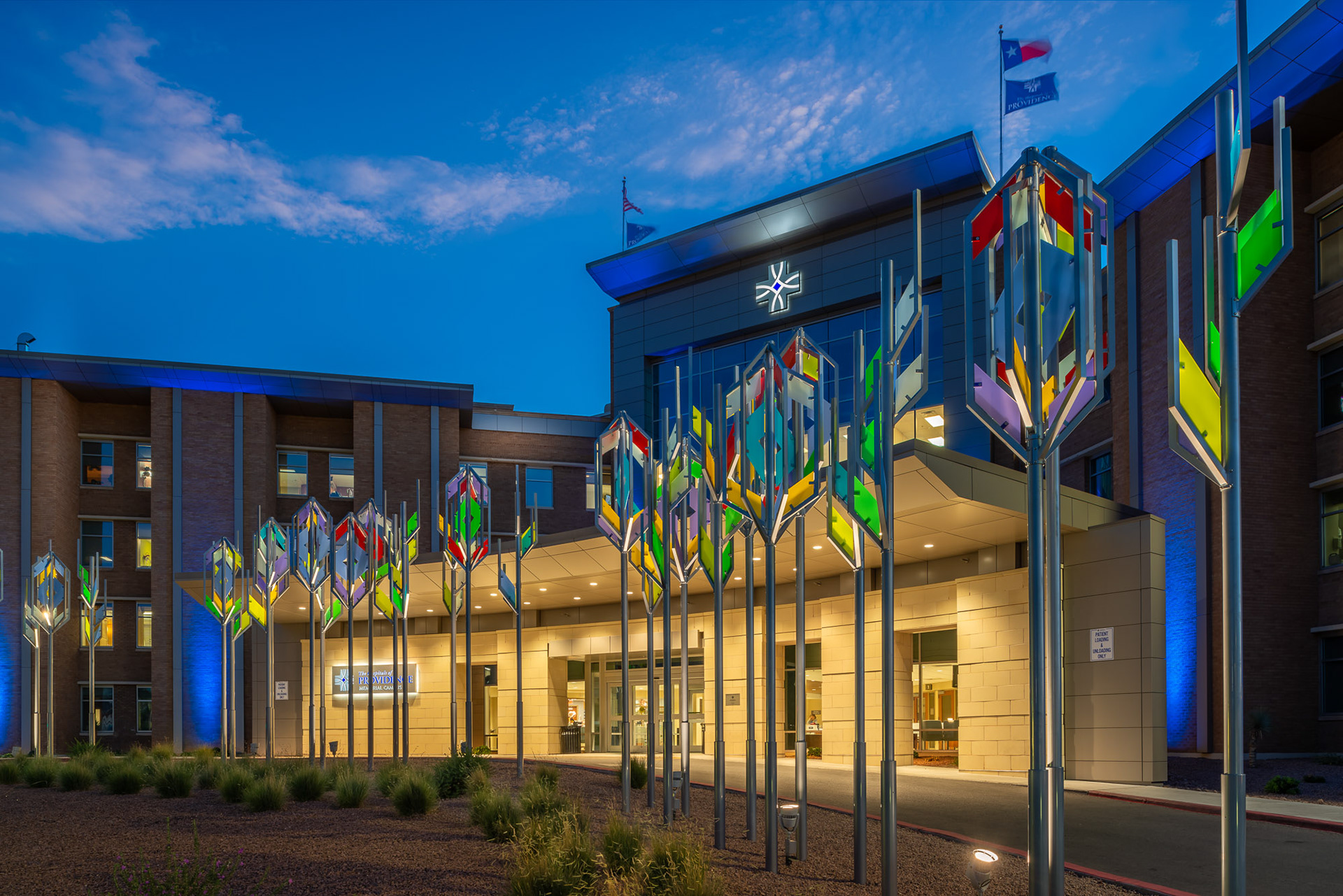 Providence Memorial Campus at dusk, El Paso TX