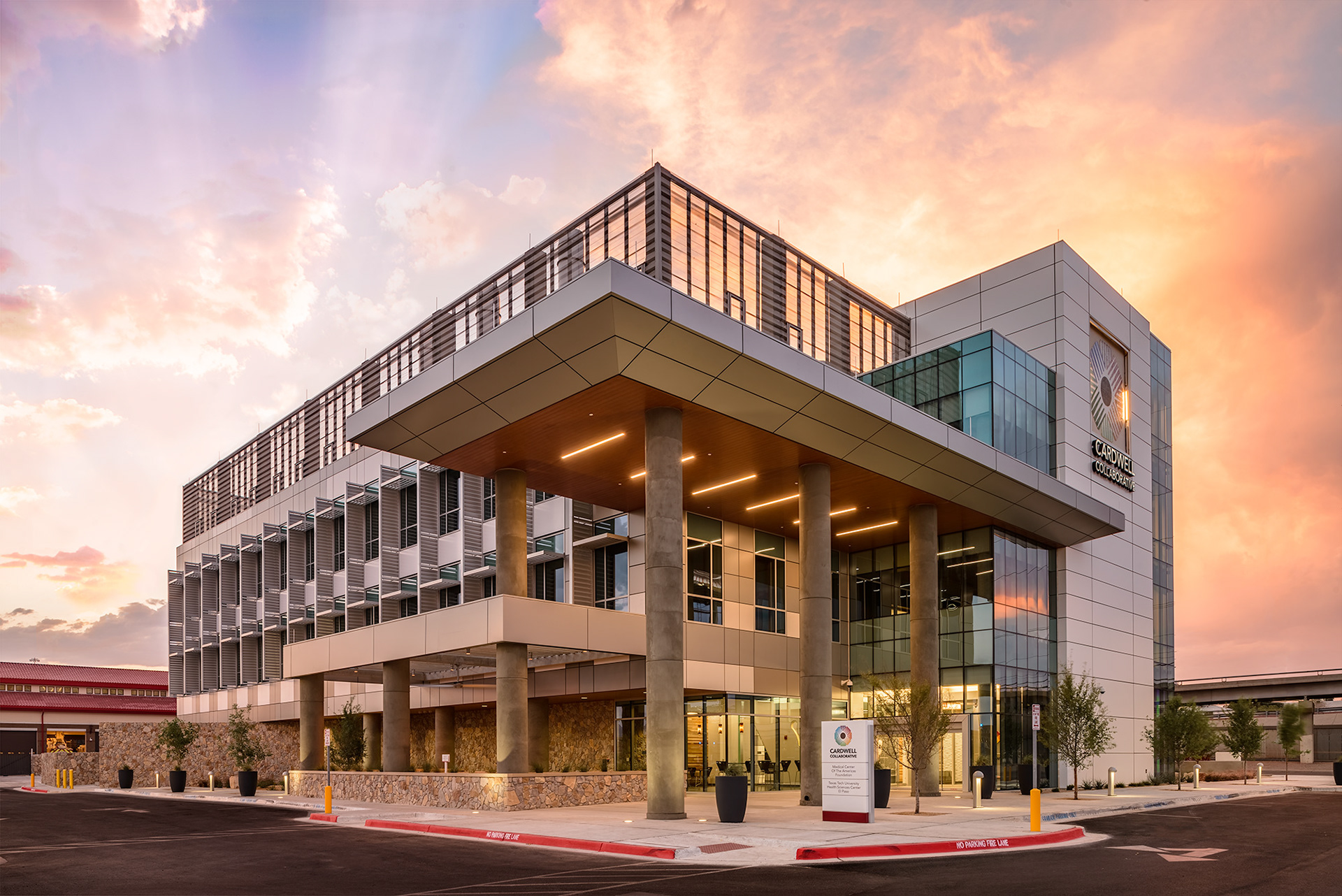 Cardwell Collaborative Building at sunset, El Paso TX