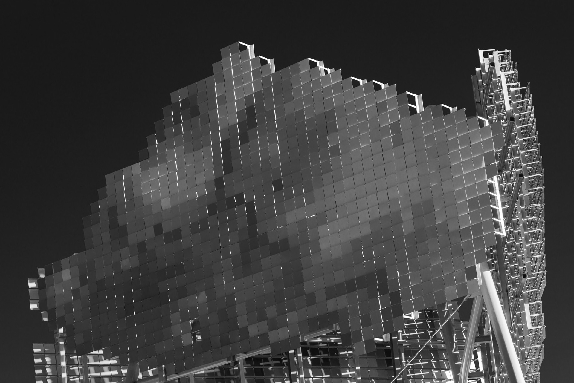 Public artwork b&w study, UTEP, El Paso TX. Photo © Scott Weaver