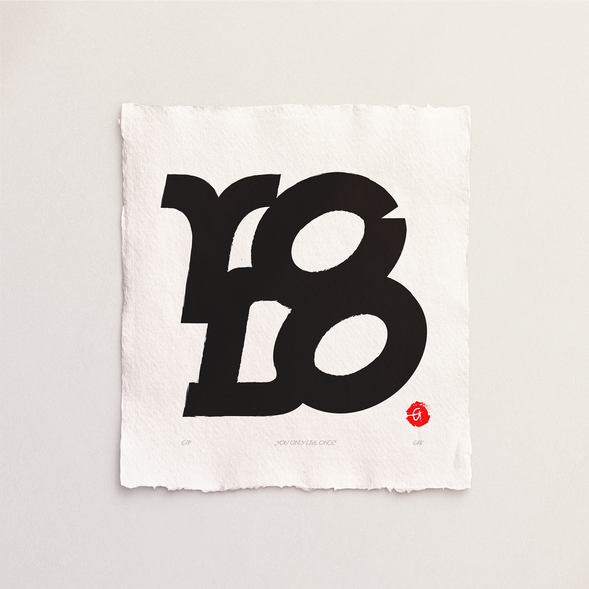 “YOLO“ limited edition of 3 signed end numbered  letterart art prints, size 15x16 cm.