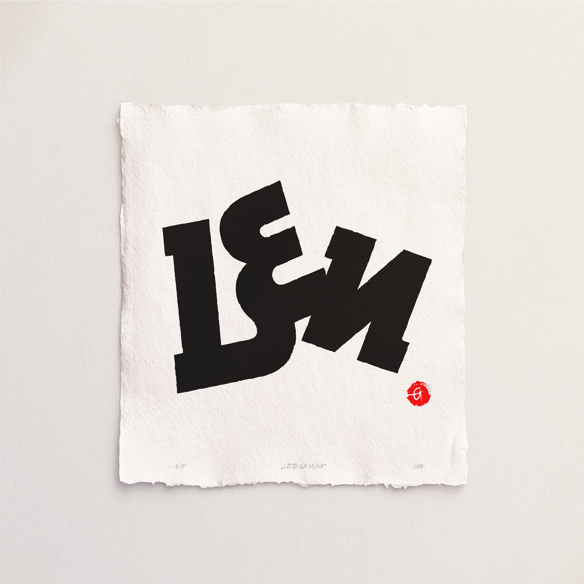 “Len“ limited edition of 3 signed end numbered  letterart art prints, size 15x16 cm.