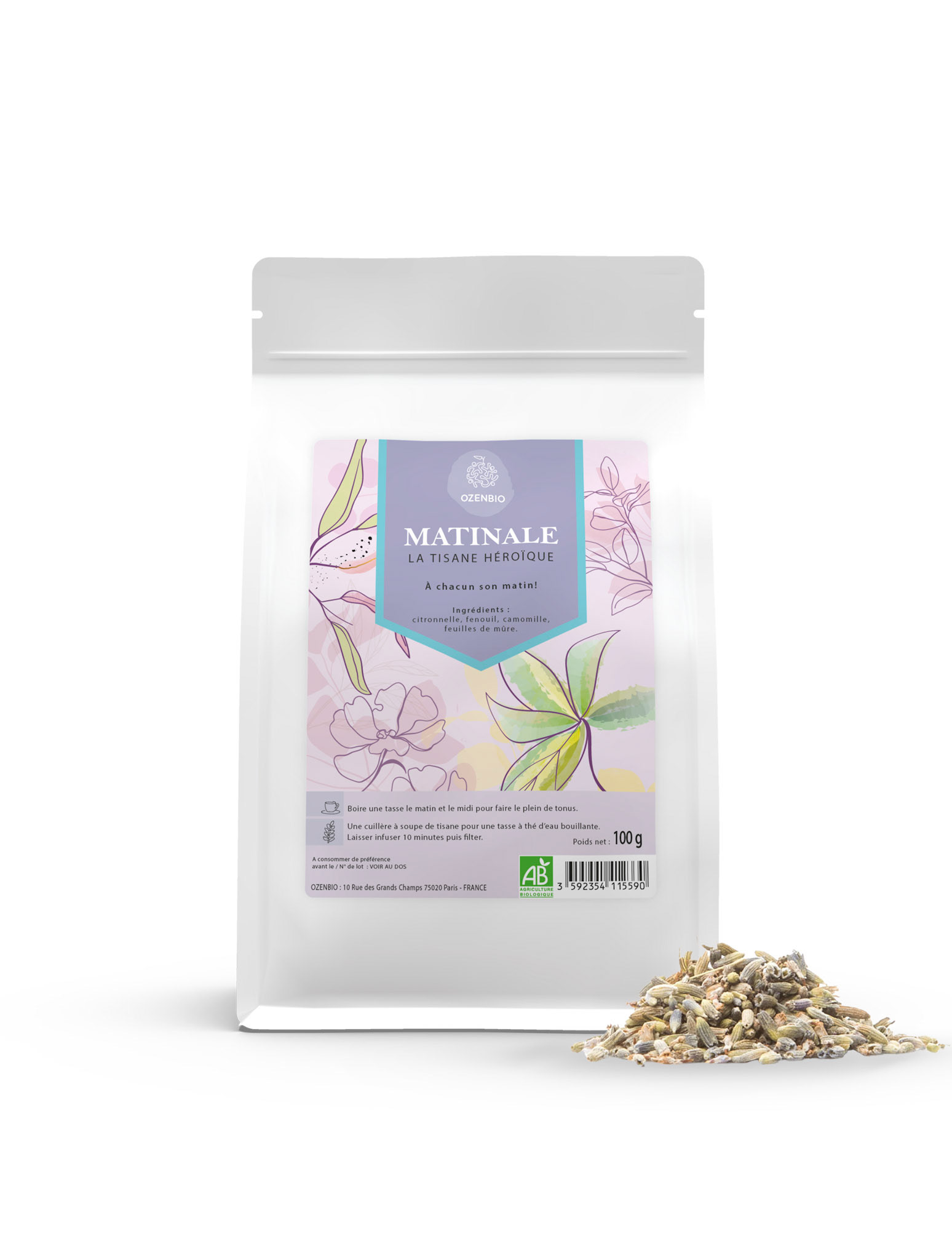 Création graphique d'une gamme de Tisane / OZENBIO Alimentation Bio