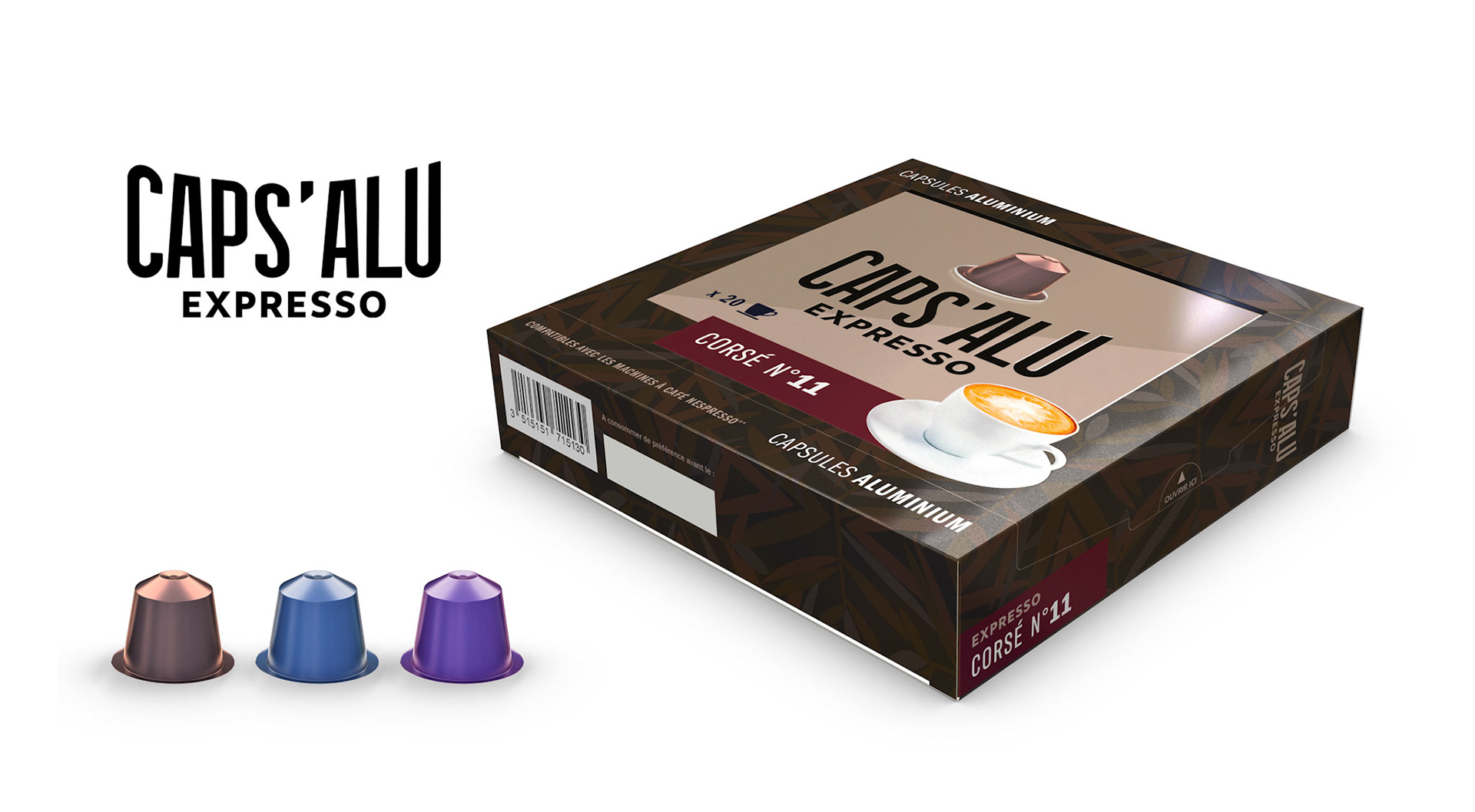 Création graphique d'une gamme de Capsules de Café / CAPS'ALU Expresso