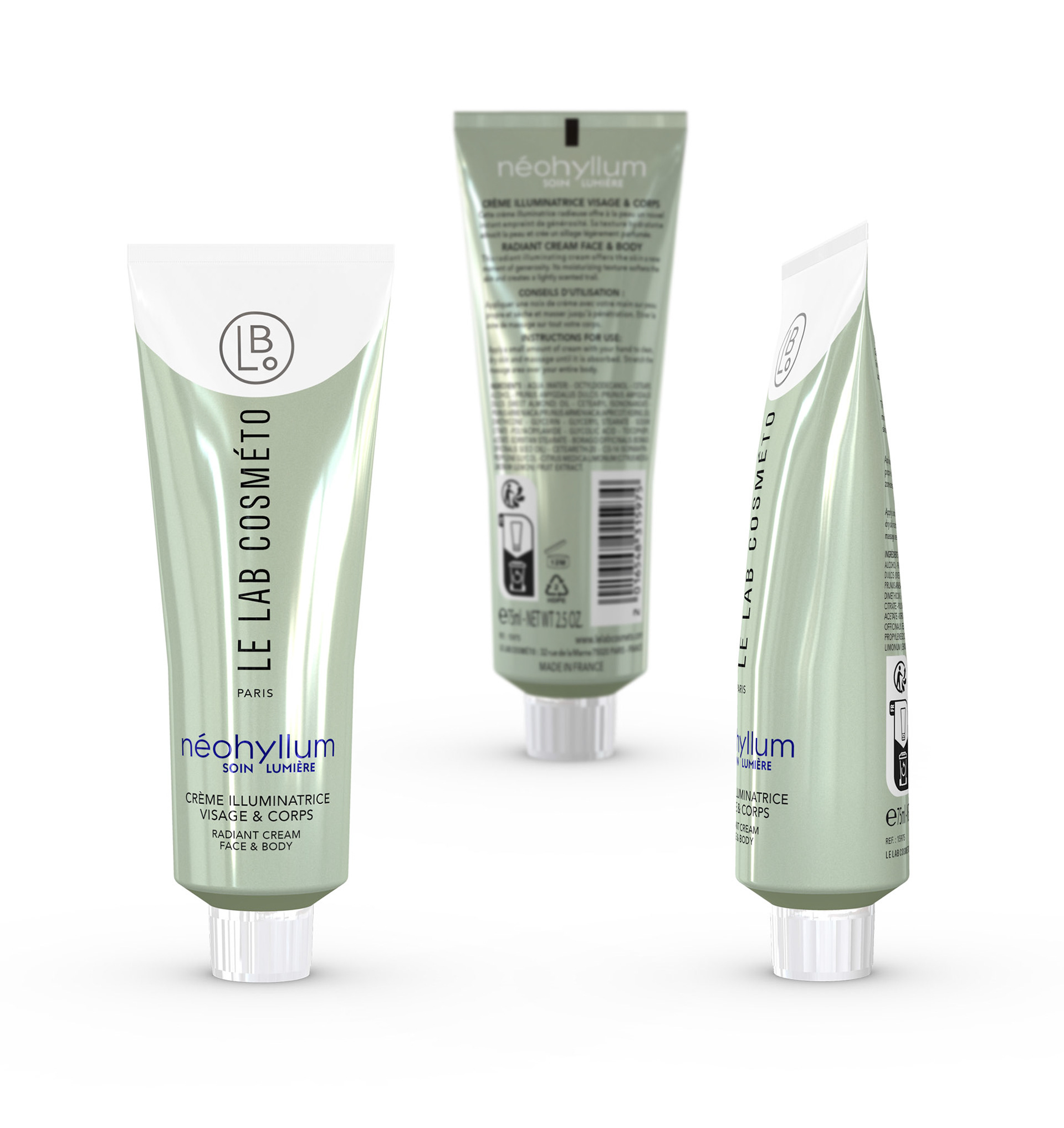 Création graphique d'un emballage primaire pour une Crème Illuminatrice / LE LAB COSMÉTO Cosmétique