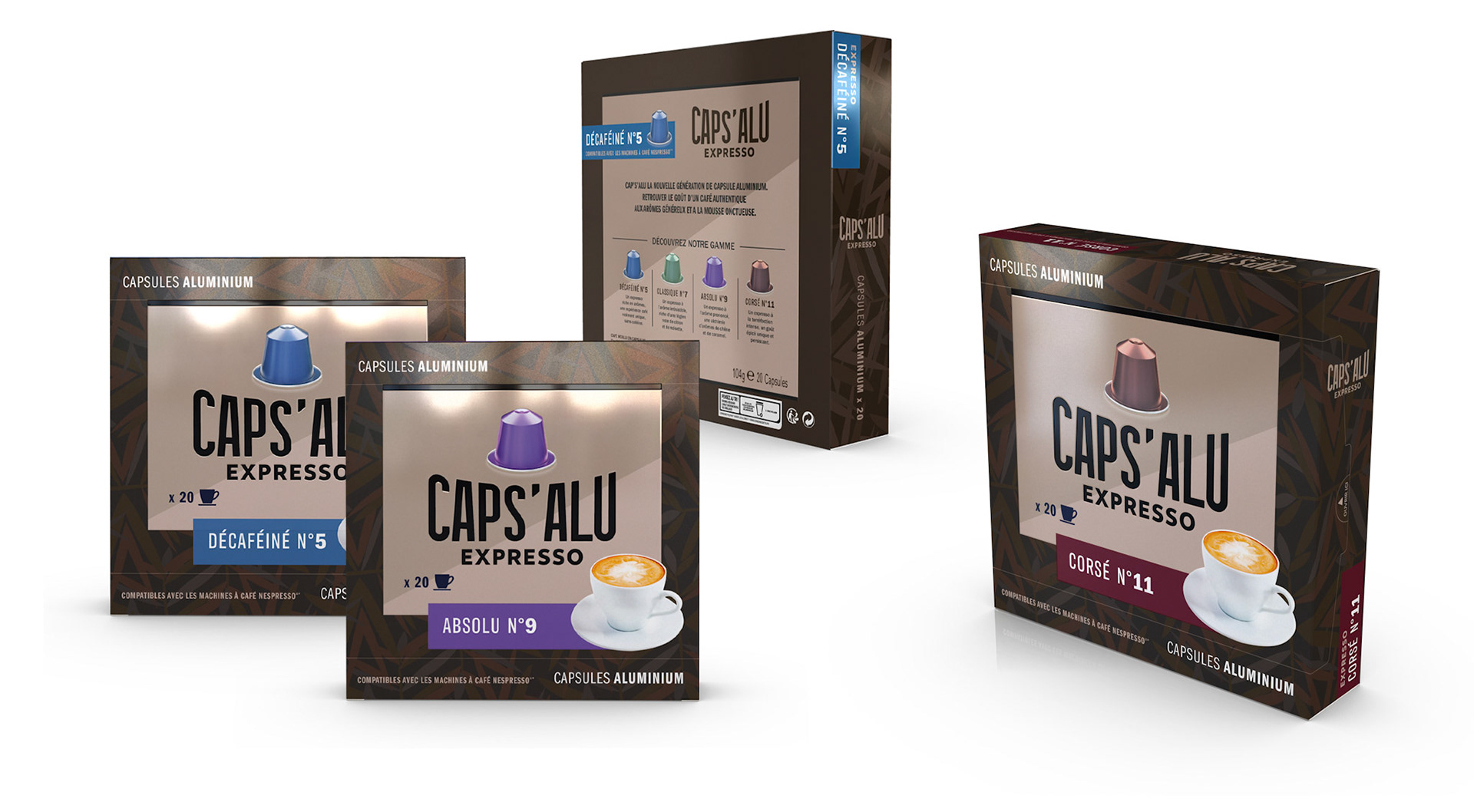 Création graphique d'une gamme de Capsules de Café / CAPS'ALU Expresso