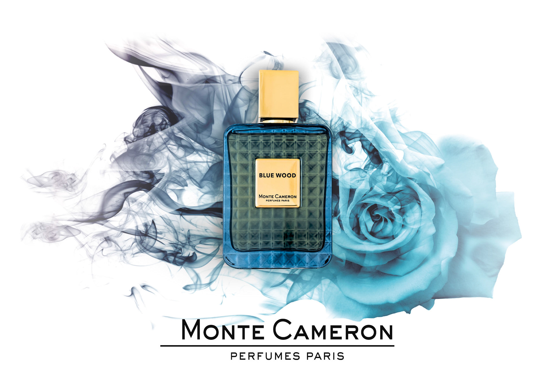 Création d'un visuel en montage photos / MONTE CAMERON Parfum