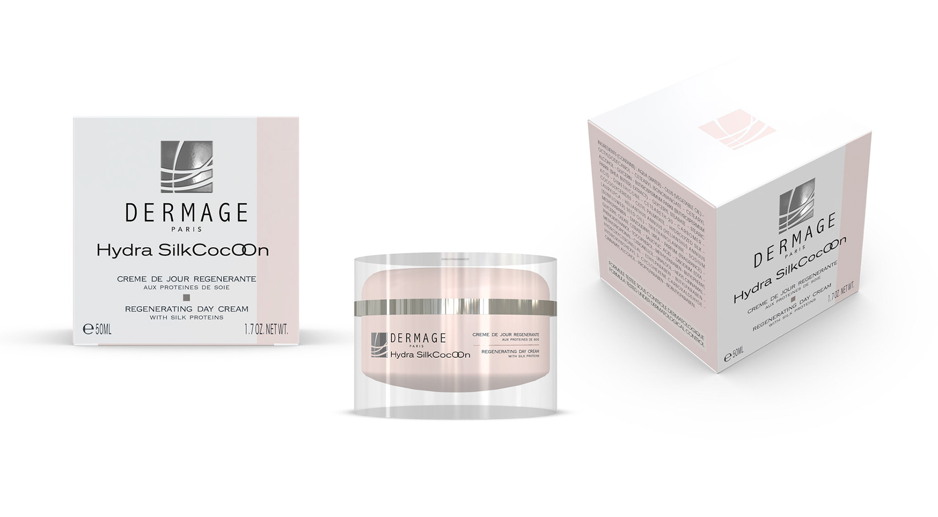 Création graphique d'un emballage primaire et secondaire pour une Crème de Jour / DERMAGE Cosmétique