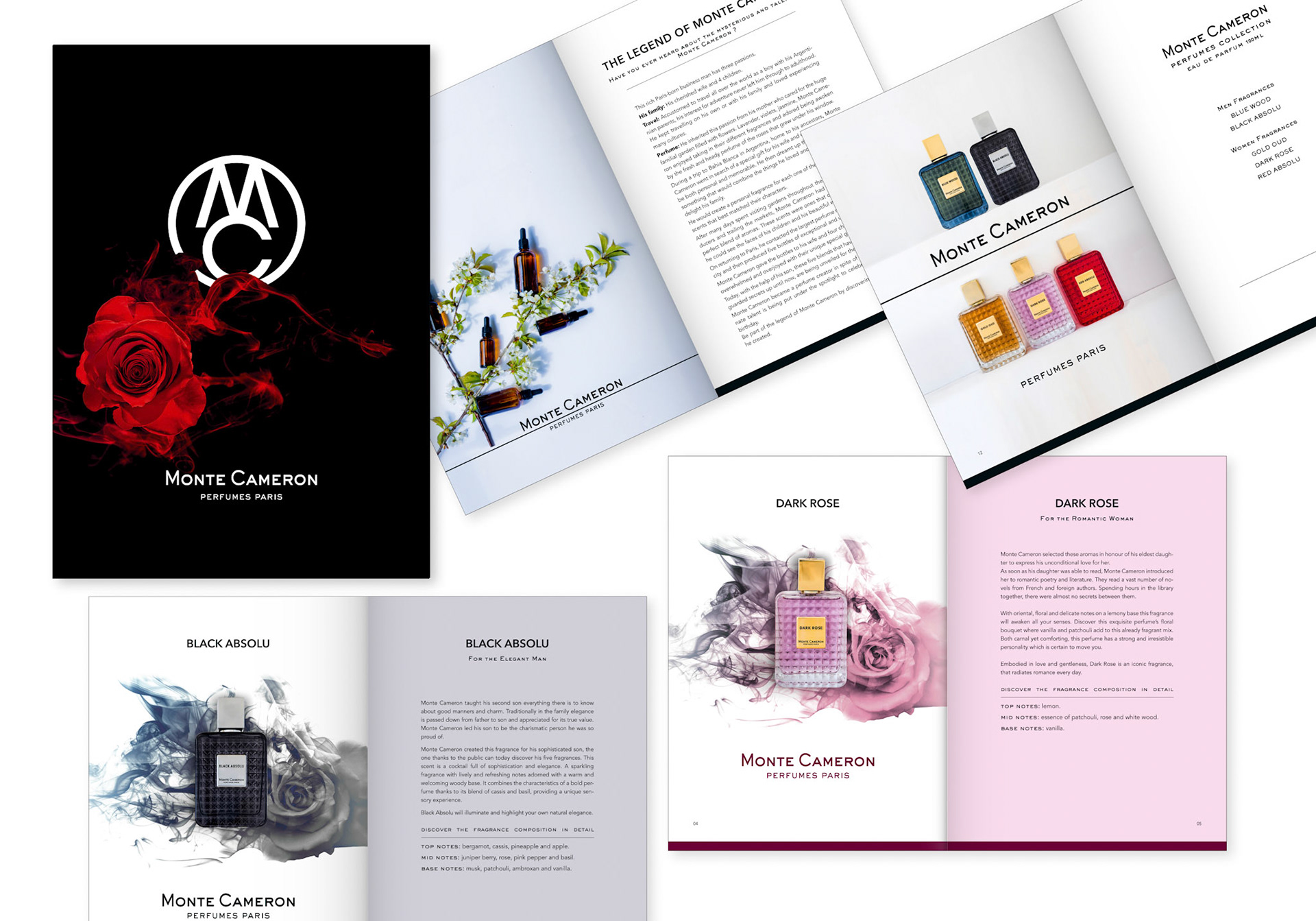 Création graphique d'un Dossier de Presse / MONTE CAMERON Perfumes